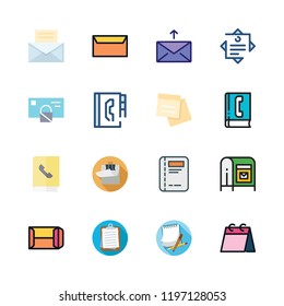 list icon set. vector set about notes, note, mail and mailing icons set.