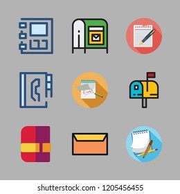 list icon set. vector set about mail, mailing, notes and agenda icons set.