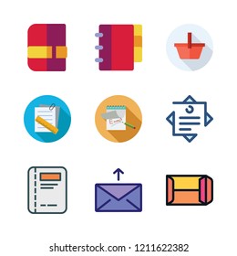 list icon set. vector set about mailing, notes, upermarket and mail icons set.