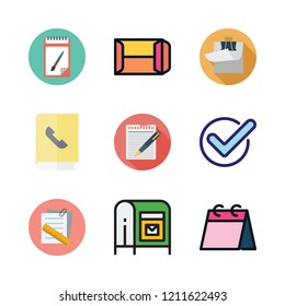 list icon set. vector set about notes, agenda, note and mailing icons set.