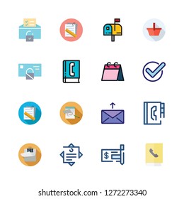 list icon set. vector set about mailing, checked, clipboard and mail icons set.