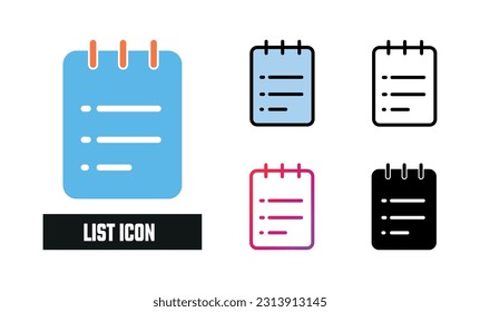 Ilustración de vectores de conjunto de iconos de lista