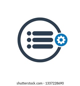 List icon with settings sign. List icon and customize, setup, manage, process symbol. Vector illustration