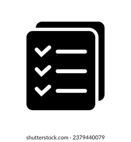 List icon, Site menu symbol, Checklist icon solid style, glyph flat icon. Vector design element.