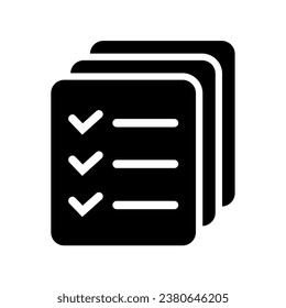 List icon, Site menu symbol, Checklist icon solid style, glyph flat icon. Vector design element.