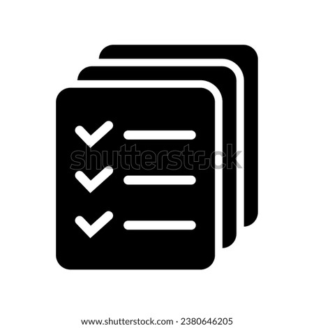 List icon, Site menu symbol, Checklist icon solid style, glyph flat icon. Vector design element.