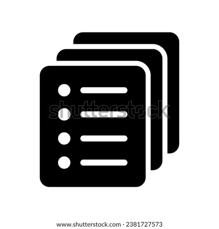 List icon, Site menu symbol, Checklist icon solid style, glyph flat icon. Vector design element.