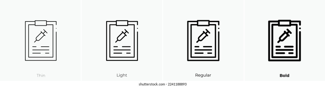 list icon. Thin, Light Regular And Bold style design isolated on white background