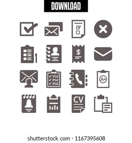list icon. This set with application form, check mark, cancel and agenda vector icons for mobile and web