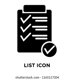 List icon vector isolated on white background, List transparent sign , black symbols
