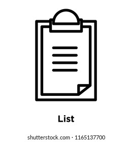 List icon vector isolated on white background, List transparent sign , office symbols