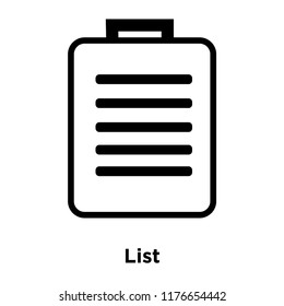 List icon vector isolated on white background, logo concept of List sign on transparent background, filled black symbol