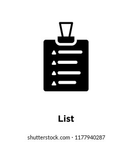 List icon vector isolated on white background, logo concept of List sign on transparent background, filled black symbol