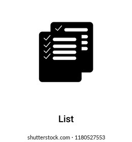 List icon vector isolated on white background, logo concept of List sign on transparent background, filled black symbol