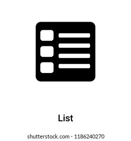 List icon vector isolated on white background, logo concept of List sign on transparent background, filled black symbol