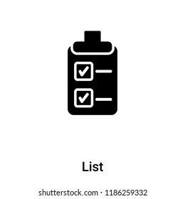 List icon vector isolated on white background, logo concept of List sign on transparent background, filled black symbol