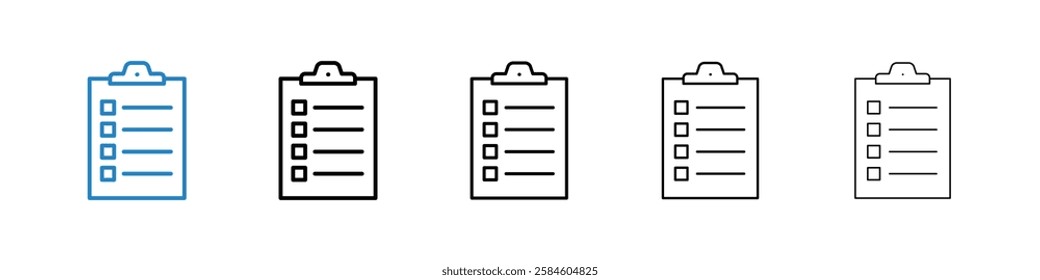 List icons in five different stroke sizes