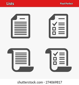 List Icons. Professional, pixel perfect icons optimized for both large and small resolutions. EPS 8 format.