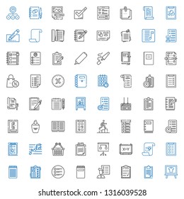 list icons set. Collection of list with board, clipboard, user list, notepad, task, paper, planning, upermarket, note, checklist, notebook, promotion. Editable and scalable icons.