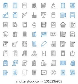 list icons set. Collection of list with planning, tasks, promotions, board, paper, clipboard, notebook, test, user list, sticky note, task, shopping list. Editable and scalable icons.