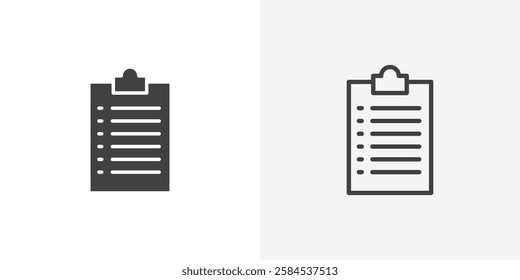 List icons vectors illustrations in black fill and liner versions