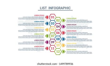list infographic design with world map background. business infographic concept for presentations, banner, workflow layout, process diagram, flow chart and how it work