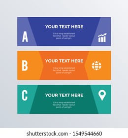 List infographic template design. Business concept infograph with 3 options, steps or processes. Vector visualization can be used for workflow layout, diagram, annual report, web