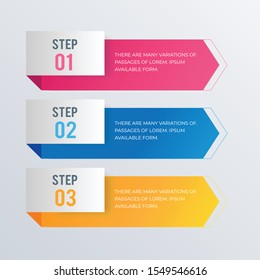List infographics template design. Business concept infograph with 3 options, steps or processes. Vector visualization can be used for workflow layout, diagram, annual report, web