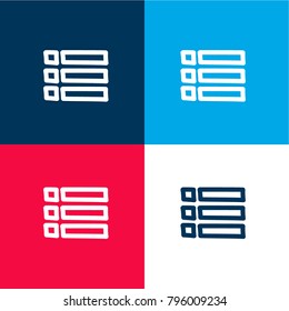 List items hand drawn symbol outlines four color material and minimal icon logo set in red and blue