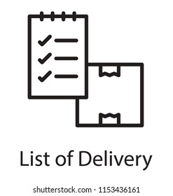 
List kept along side a carton showcasing delivery checklist concept 

