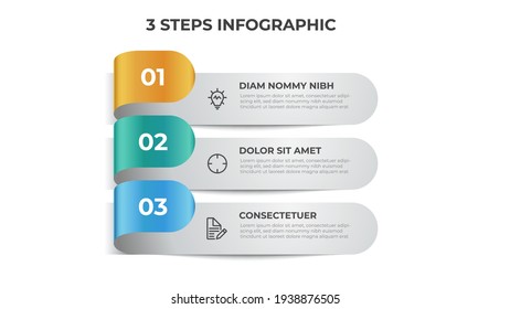 List layout with 3 points of steps diagram, infographic element template vector.