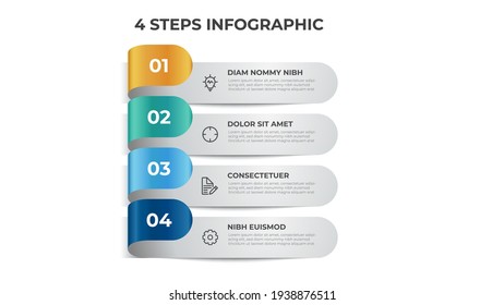 List Layout With 4 Points Of Steps Diagram, Infographic Element Template Vector.