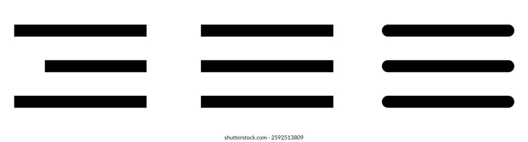list line icon vector. menu icon silhouette line icon set vector on white background