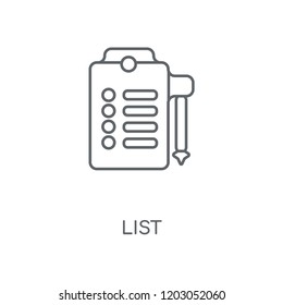 List linear icon. List concept stroke symbol design. Thin graphic elements vector illustration, outline pattern on a white background, eps 10.