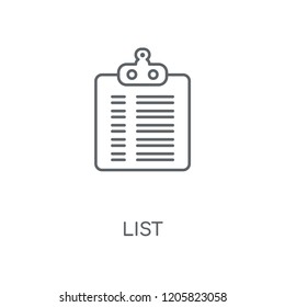 List linear icon. List concept stroke symbol design. Thin graphic elements vector illustration, outline pattern on a white background, eps 10.