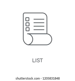 List linear icon. List concept stroke symbol design. Thin graphic elements vector illustration, outline pattern on a white background, eps 10.