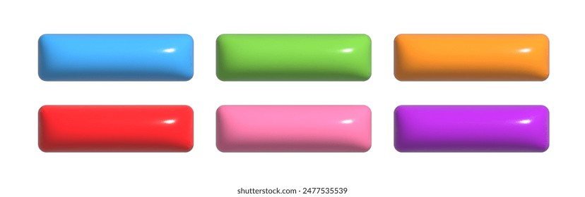 List menu button set. Colorful realistic 3d design element collection. 