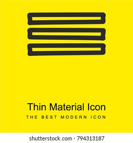 List menu hand drawn symbol of three thin rectangles outlines bright yellow material minimal icon or logo design