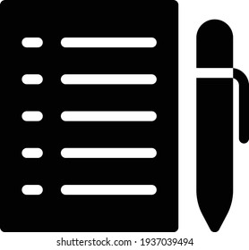 icono plano de glifo vectorial de menú de lista