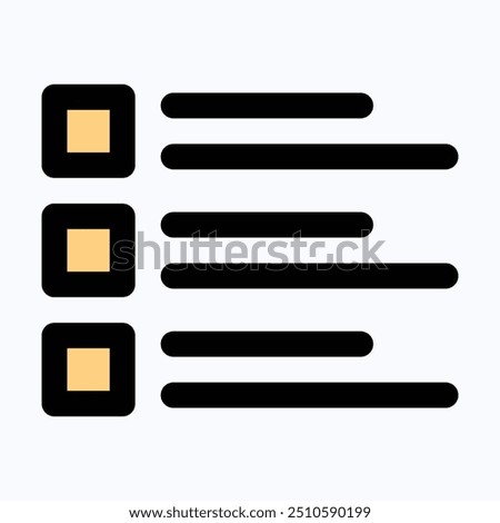 List Menu Vector Icon, Index, Bullet, Layout, User Interface, User Experience, Isolated Lineal Color Vector Icon.