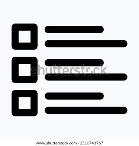 List Menu Vector Icon, Index, Bullet, Layout, User Interface, User Experience, Isolated Lineal Vector Icon.