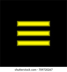 List Menu yellow glowing neon ui ux icon. Glowing sign logo vector