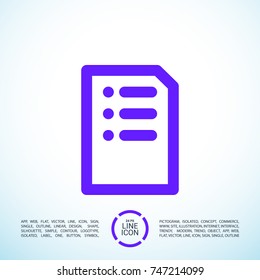 List minimal vector icon. Blank flat line icon for websites and mobile minimalistic flat design.