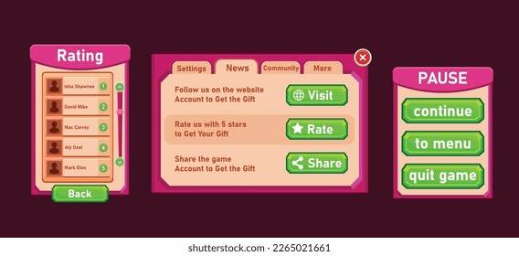 List of mobile games , Game UI kit ,  user interface ui - ux