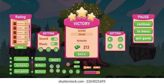 List of mobile games , Game UI kit ,  user interface ui - ux