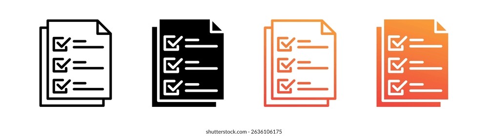List Multi Style Icon Set Vector