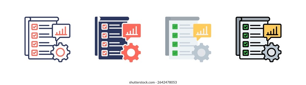 List Multi Style Icon Set Vector