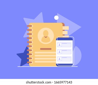 List of names and personal information,Modern flat design concept for Landing page website, mobile apps ui ux,flat design icon vector illustration
