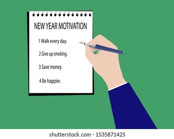 List of New Year Motivation Task written on a notebook