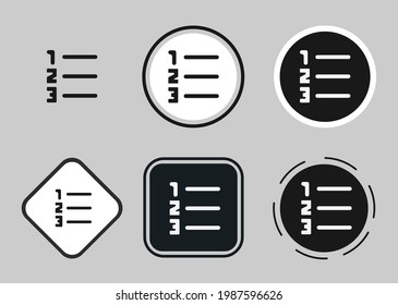 conjunto de iconos numerados de la lista. Colección de logotipo de esquema negro de alta calidad para diseño de sitios web y aplicaciones de modo oscuro móvil. Ilustración vectorial en fondo blanco